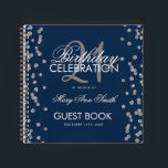 Silver 21st Birthday Guestbook Confetti Navy Blue Notebook<br><div class="desc">An elegant 21st Birthday Party Guest Book template with Silver Glitter Confetti on Navy Blue design and easy to customise text.</div>