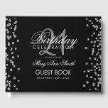 Silver 21st Birthday Party Glitter Confetti Black Guest Book<br><div class="desc">Elegant 21st Birthday Party Silver Glitter Confetti Black template.</div>