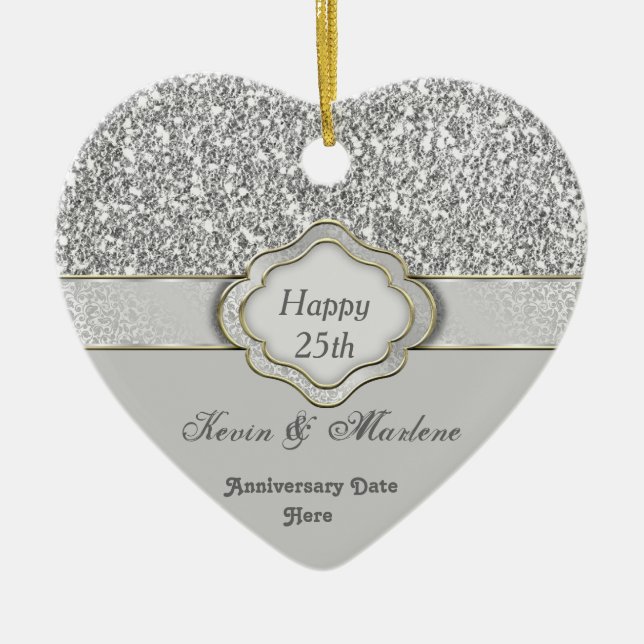 Silver 25th ANNIVERSARY GIFT ORNAMENT (Front)