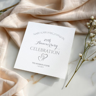 Silver 25th Anniversary Luncheon Napkin