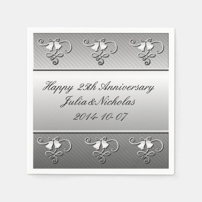 Silver 25th Anniversary Napkins (Front)