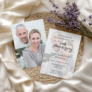 Silver 25th Anniversary wlith Photo Invitation