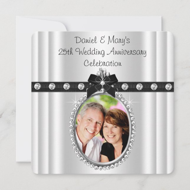 Silver 25th Silver Anniversary Party Invitation (Front)