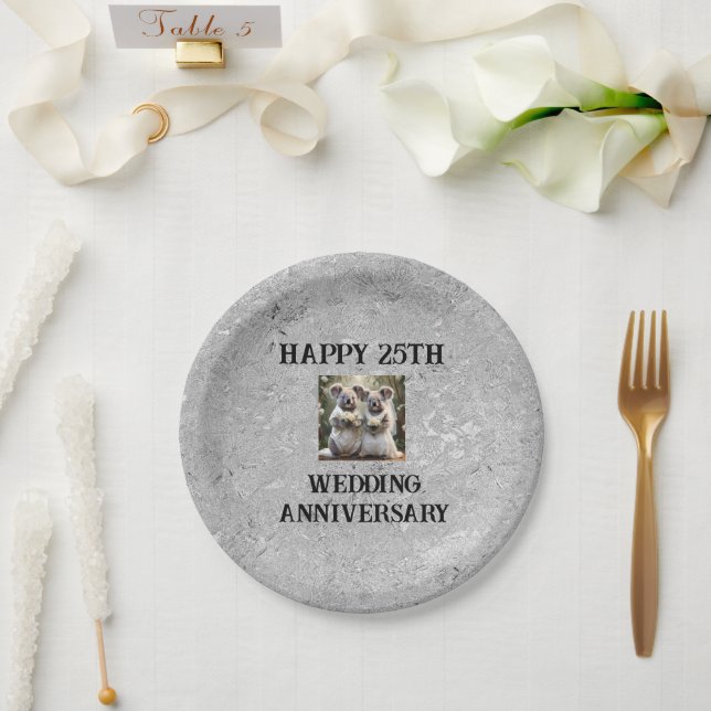 Silver 25th Traditional Wedding Anniversary,  Paper Plate (Wedding)