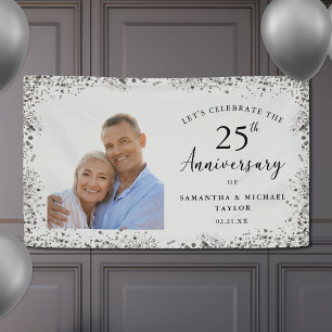 Silver 25th Wedding Anniversary Banner