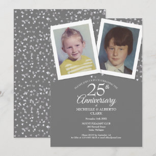 Silver 25th Wedding Anniversary Childhood Photos Invitation