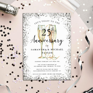 Silver 25th Wedding Anniversary Invitation