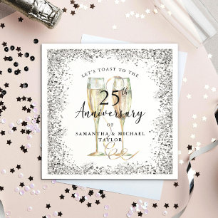 Silver 25th Wedding Anniversary Napkin