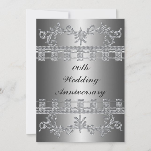 Silver 25th Wedding Anniversary Party Invitation (Front)