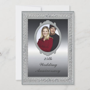 Silver 25th Wedding Anniversary Party Invitation