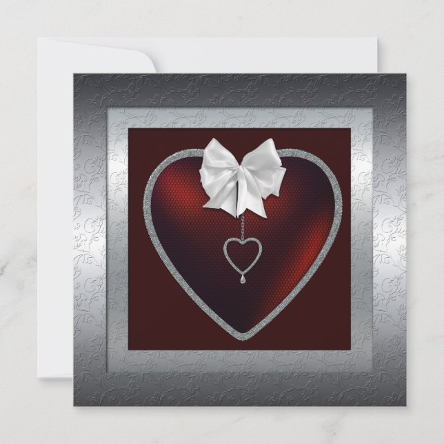 Silver 25th Wedding Anniversary Party Invitation (Front)