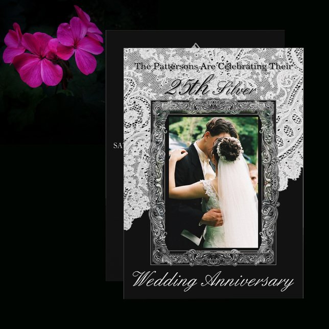 Silver 25th Wedding Anniversary Photo Invitation (Creator Uploaded)