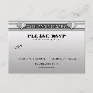 silver 25th wedding anniversary RSVP cards