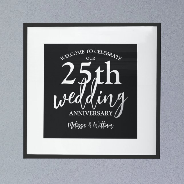 Silver 25th Wedding Anniversary Welcome Sign (Creator Uploaded)
