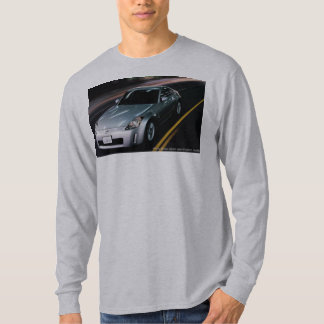 Silver 350Z in Motion (with Z Emblem on Back) T-Shirt