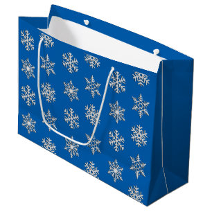Silver 3-d snowflakes, Customisable Background Large Gift Bag