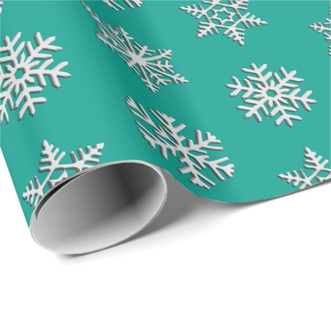 Silver 3-d snowflakes, Customisable Background Wrapping Paper (Roll Corner)