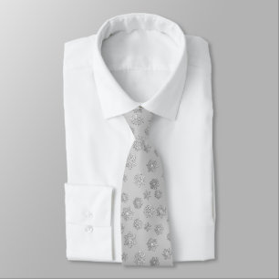 Silver 3-d snowflakes on a silver background tie