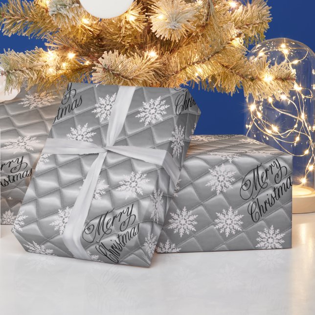Silver 3D Effect Christmas Wrapping Paper (Holidays)