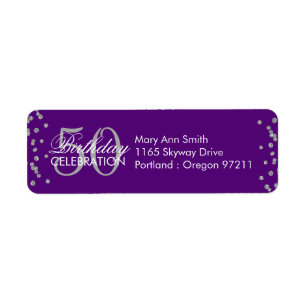 Silver 50th Birthday Glitter Confetti Purple
