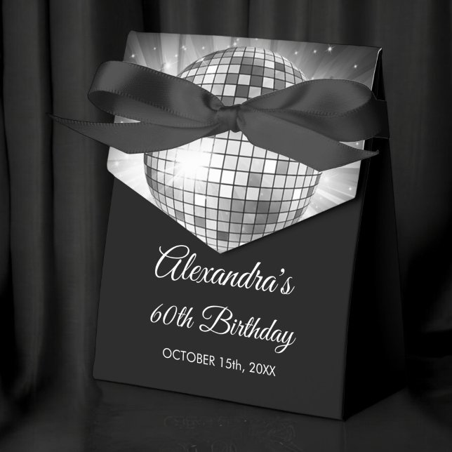 Silver 60th Birthday Party 70's Disco Ball Favour Box (Creator Uploaded)