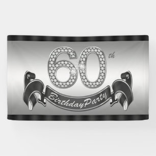 Silver 60th Birthday Party Banner