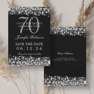 Silver 70th Birthday Save the Date  Invitation