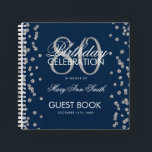 Silver 80th Birthday Guestbook Confetti Navy Blue Notebook<br><div class="desc">An elegant 80th Birthday Party Guest Book template with Silver Glitter Confetti on Navy Blue design and easy to customise text.</div>