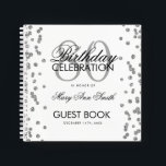Silver 80th Birthday Guestbook Confetti Notebook<br><div class="desc">An elegant 80th Birthday Party Guest Book template with Silver Glitter Confetti design and easy to customise text.</div>