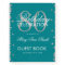 Silver 80th Birthday Guestbook Confetti Teal