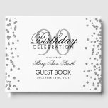Silver 90th Birthday Glitter Confetti Guest Book<br><div class="desc">Elegant 90th Birthday Party Silver Glitter Confetti template.</div>