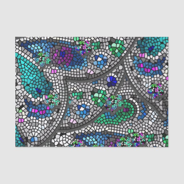 Silver Accents Mosaic Art Tissue Paper (Front)