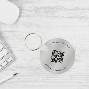 Silver   Add Your Custom Business Qr Code Scan Key Ring