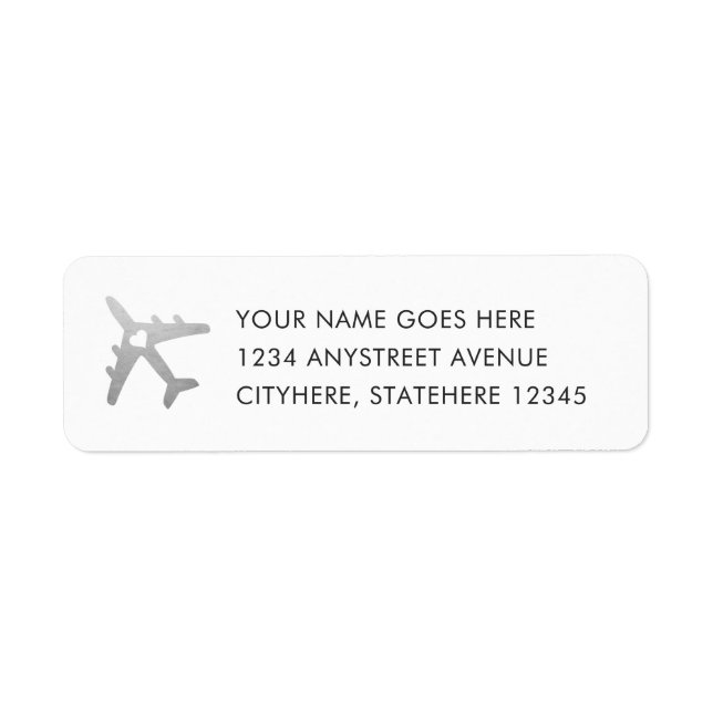 Silver Aeroplane Travel Return Address (Front)
