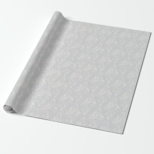 Silver Aged Damask Pattern Wrapping Paper