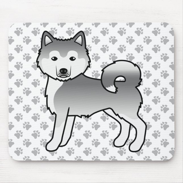 Silver Alaskan Malamute Cute Cartoon Dog Mouse Pad (Front)