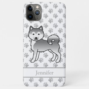 Silver Alaskan Malamute Cute Cartoon Dog & Name Case-Mate iPhone Case