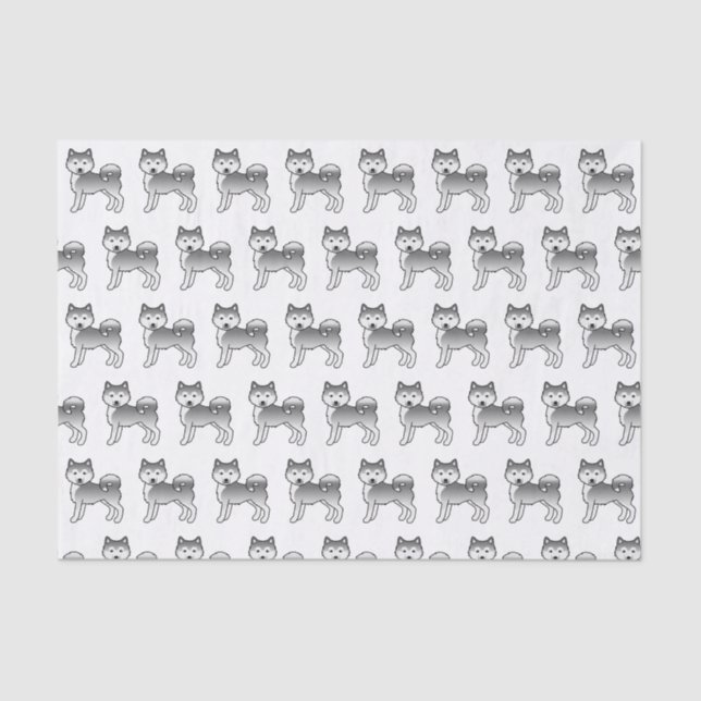 Silver Alaskan Malamute Cute Cartoon Dog Pattern Tissue Paper (Front)