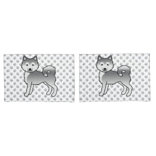 Silver Alaskan Malamute Cute Cartoon Dog Pillowcase