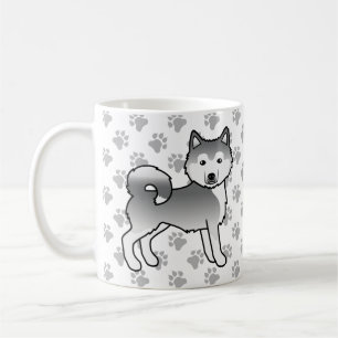 Silver Alaskan Malamute Cute Dog & Paws Coffee Mug