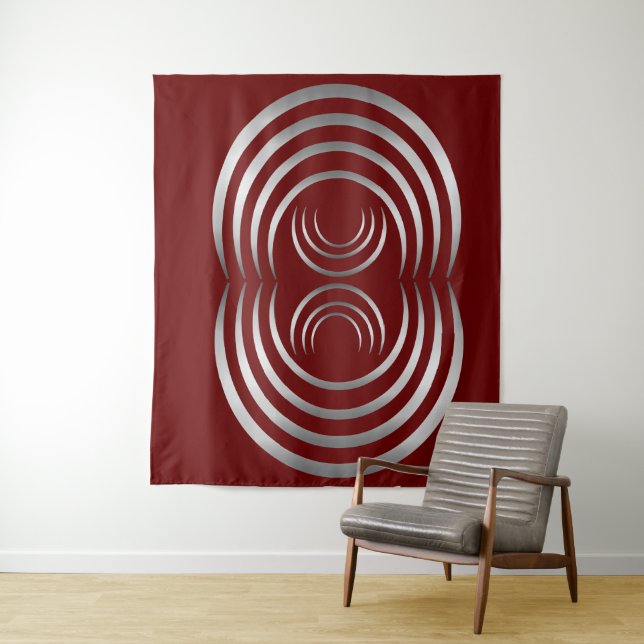 Silver Alien Symbols Grey Crop Circle Tapestry (In Situ)