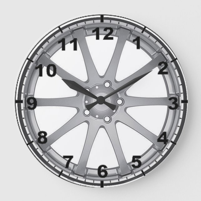 "Silver Alloy Wheel" design wall clocks (Front)