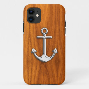 Silver Anchor on Teak Veneer Styles Case-Mate iPhone Case