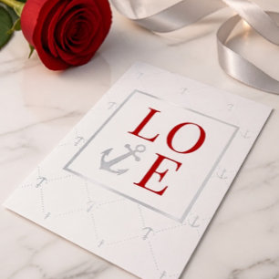 Silver Anchor & Red LOVE Valentine's Day