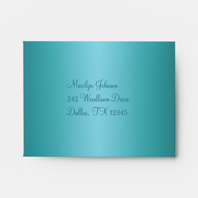 Silver and Aqua Floral Envelope for A2 Reply Card (Front)