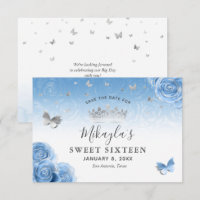 Silver and Bahama Blue Roses Elegant