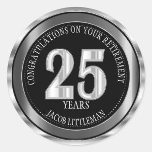 Silver and Black - 25 Years Classic Round Sticker