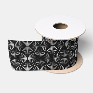 Silver and Black Art Deco Pattern Satin Ribbon
