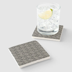 Silver And Black Celtic Spiral Knots Pattern Stone Coaster