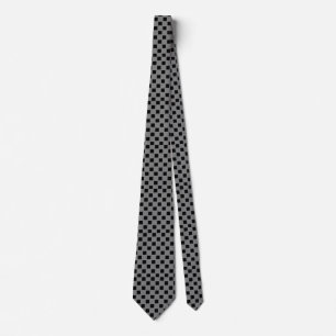 Silver and Black Checked Custom Tie